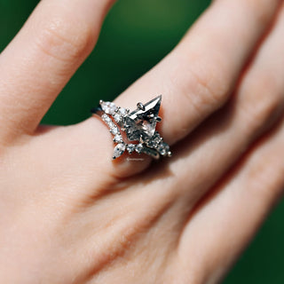 Skye Kite® Galaxy Raw Herkimer Diamond Ring Set in Sterling Silver (Salt & Pepper Diamond)