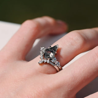 Skye Kite® Galaxy Raw Herkimer Diamond Ring Set in Sterling Silver (Salt & Pepper Diamond)