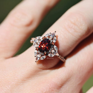 Stella Natural Red Garnet Ring- 14K Rose Gold Vermeil