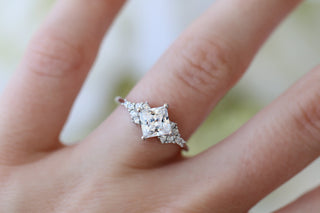 Ellie Princess Cut Moissanite Engagement Ring in 14K White Gold