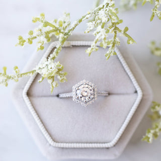 Isabelle Hexagon Moissanite Engagement Ring in 10K/14K/18K White Gold