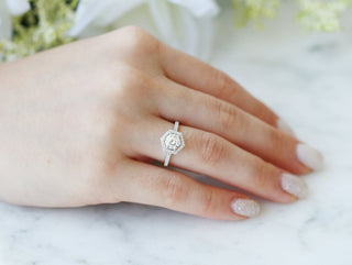 Isabelle Hexagon Moissanite Engagement Ring in 10K/14K/18K White Gold