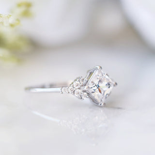 Ellie Princess Cut Moissanite Engagement Ring in 14K White Gold