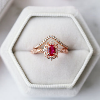 Claire Vintage Ruby Engagement Ring in 14K Solid Rose Gold