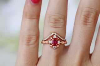 Chevron Stacking Wedding Band in 14K Solid Rose Gold