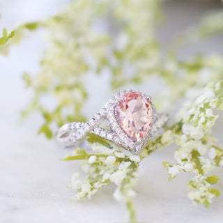 Flair Teardrop Morganite Engagement Ring in Sterling Silver