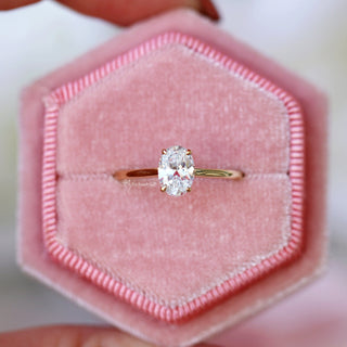 1CT Solitaire Moissanite Engagement Ring in 14K Solid Yellow Gold