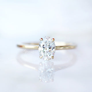 1CT Solitaire Moissanite Engagement Ring in 14K Solid Yellow Gold