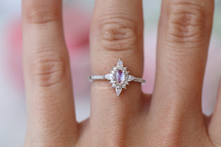 Starburst Natural Moonstone Engagement Ring in 14K White Gold
