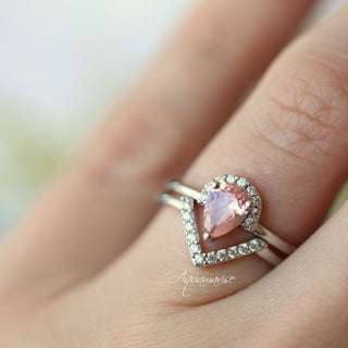 Aria Morganite Ring Set- Sterling Silver