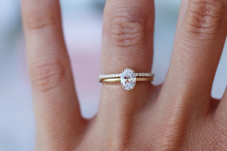 1CT Solitaire Moissanite Engagement Ring Set in 14K Solid Yellow Gold