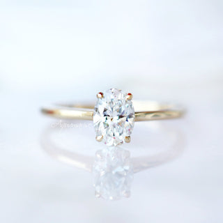1CT Solitaire Moissanite Engagement Ring Set in 14K Solid Yellow Gold