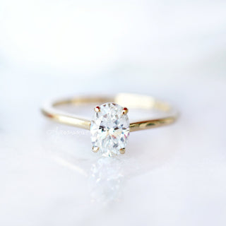 1CT Solitaire Moissanite Engagement Ring Set in 14K Solid Yellow Gold