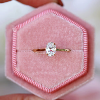 1CT Solitaire Moissanite Engagement Ring Set in 14K Solid Yellow Gold