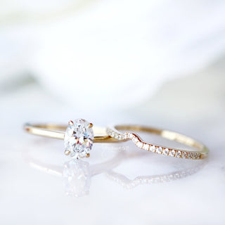 Natural Diamond or Moissanite Curved Wedding Band in 14K Solid Yellow Gold