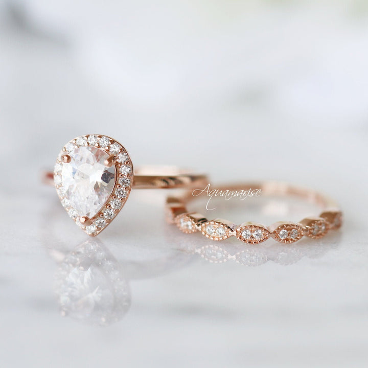 Camila Simulated Diamond Ring Set- 14K Rose Gold Vermeil