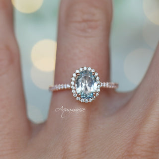 Iris Oval Aquamarine Ring in 14K Rose Gold Vermeil