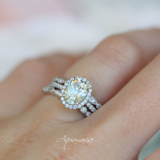 Iris Natural Light Green Amethyst Ring in Sterling Silver