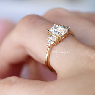Amelia Moissanite Engagement Ring in 14K Solid Yellow Gold