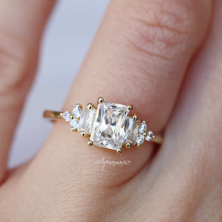 Amelia Moissanite Engagement Ring in 14K Solid Yellow Gold