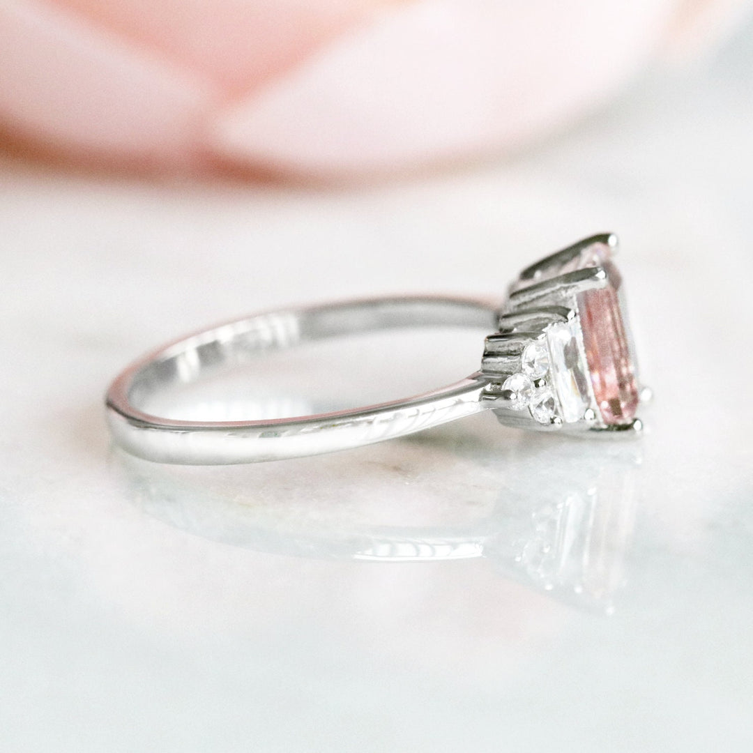 Amelia Morganite Ring- Sterling Silver