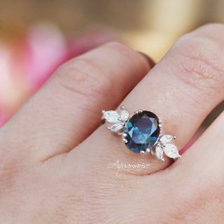 Eva Natural London Blue Topaz Engagement Ring in 14K White Gold