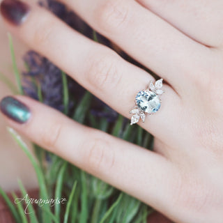 Eva Oval Aquamarine Ring in Sterling Silver