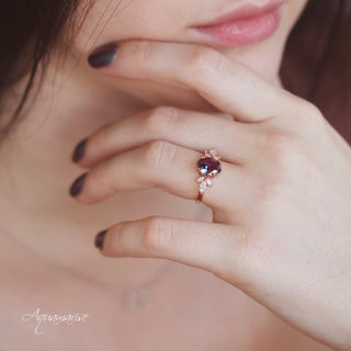 Eva Lab-Grown Alexandrite Flower Engagement Ring in 14K Solid Rose Gold