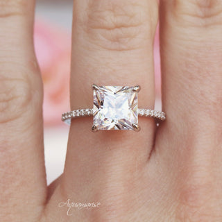 Princess Cut Simulated Diamond Engagement Ring in Sterling Silver