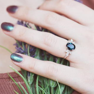 Eva Natural London Blue Topaz Engagement Ring in 14K White Gold