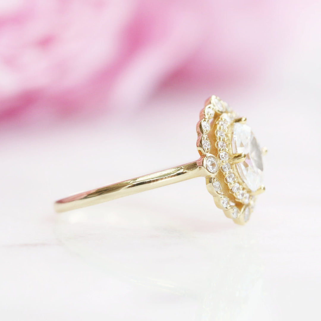 Valentina Lab-Grown Diamond Engagement Ring- 14K Solid Yellow Gold (IGI Certified)