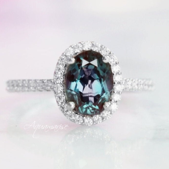 Iris Lab-Grown Alexandrite Ring- Sterling Silver