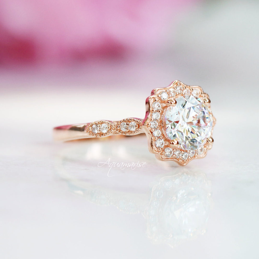 Cordelia Lab-Grown Diamond Engagement Ring- 14K Solid Rose Gold (IGI Certified)