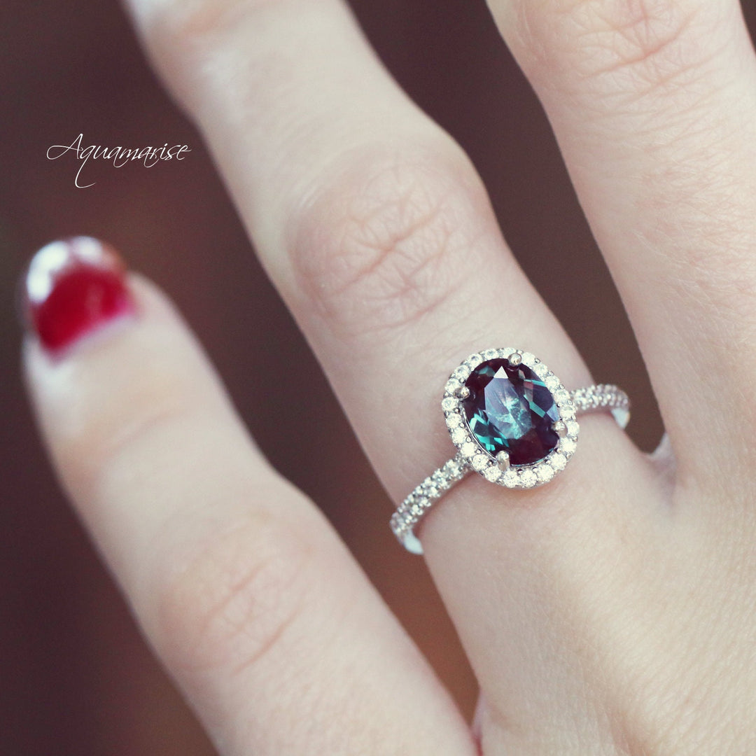 Iris Lab-Grown Alexandrite Ring- Sterling Silver