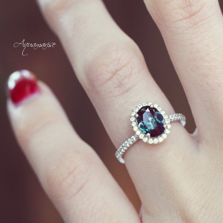 Iris Lab-Grown Alexandrite Ring- Sterling Silver
