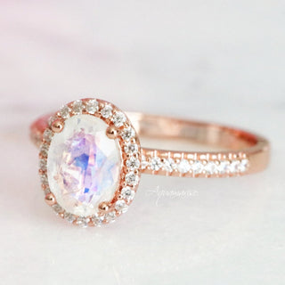 Iris Oval Moonstone Ring in 14K Rose Gold Vermeil