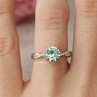 Sophia Twisted Vine Light Green Sapphire Engagement Ring in 14K White Gold
