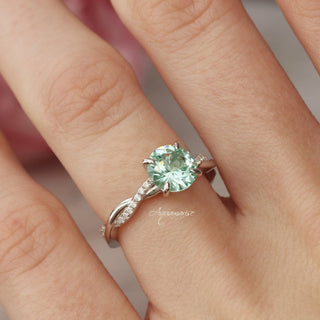 Sophia Twisted Vine Light Green Sapphire Engagement Ring in 14K White Gold