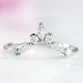 Marquise Diamond Wedding Band- Sterling Silver by Aquamarise featuring a curved design with marquise and round simulated diamonds, part of Sterling Silver Rings and Women’s Wedding Bands collections.