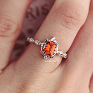 Claire Padparadscha Sapphire Ring in Sterling Silver