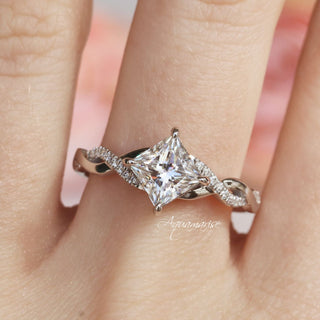 Sophia Princess Cut White Sapphire Ring in Sterling Silver