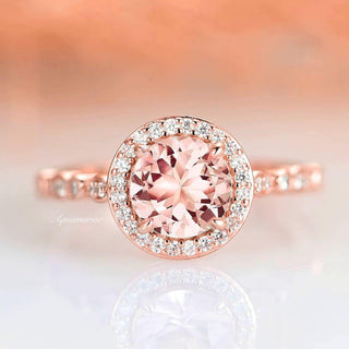Luxe Vintage Morganite Ring- 14K Rose Gold Vermeil