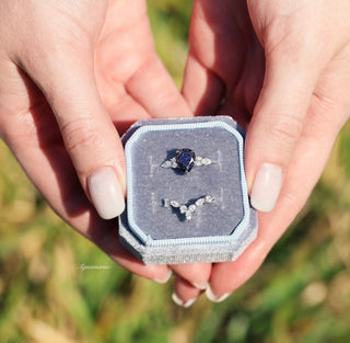 Evelyn Starry Night Engagement Ring Set in 14K White Gold