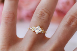 Ellie Simulated Diamond Engagement Ring in 14K Yellow Gold Vermeil