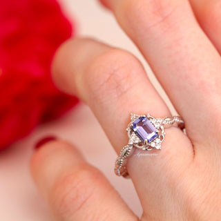 Claire Natural Tanzanite Engagement Ring in 14K White Gold