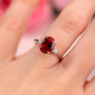 Everly Oval Cut Ruby Engagement Ring in 14K White Gold