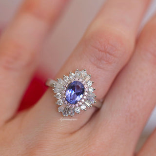 Victoria Art Deco Tanzanite Engagement Ring in Sterling Silver
