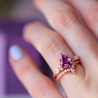Skye Kite® Natural Amethyst Engagement Ring Set in 14K Solid Rose Gold
