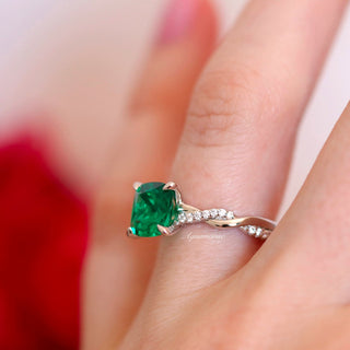 Sophia Twisted Vine Emerald Ring in Sterling Silver