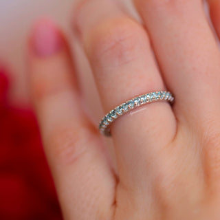 Minimalist Aquamarine Wedding Band in Sterling Silver (2mm)